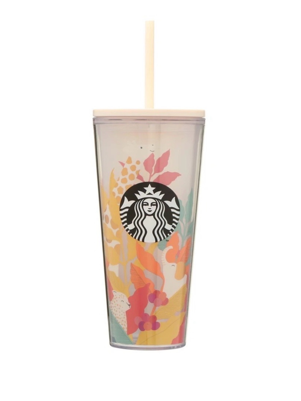 New Starbucks Japan Cold Cup Tumbler Happy Giraffe Elephant Animal 20oz Cup